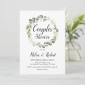 Eucalyptus gebladerte krans paren douche kaart (Staand voorkant)