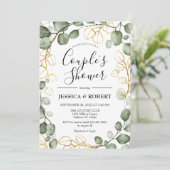 Eucalyptus gebladerte krans paren douche kaart (Staand voorkant)