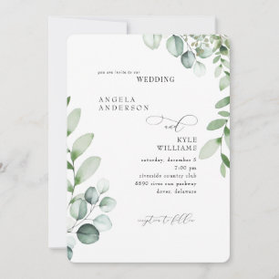 Eucalyptus Geen Ouders Elegante Huwelijksuitnodigi Kaart