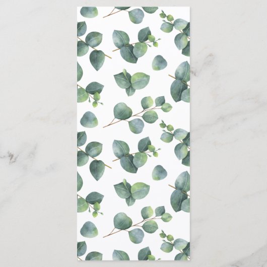 Eucalyptus geo lijst bruiloft menu (Achterkant)