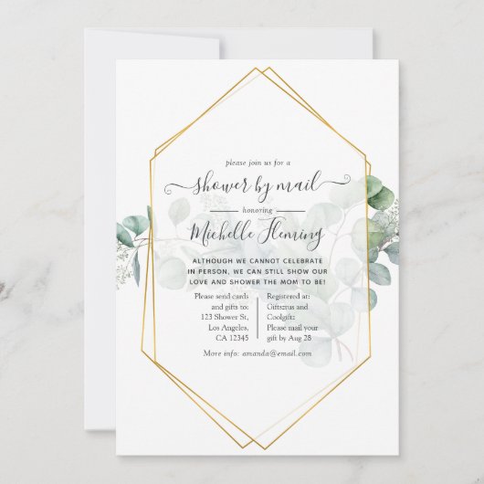 Eucalyptus Geometric Baby shower by Mail Kaart (Voorkant)