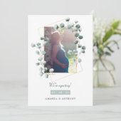 Eucalyptus Geometric Foto Zwangerschap Aankondiging (Staand voorkant)