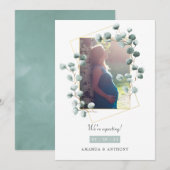 Eucalyptus Geometric Foto Zwangerschap Aankondiging (Voorkant / Achterkant)