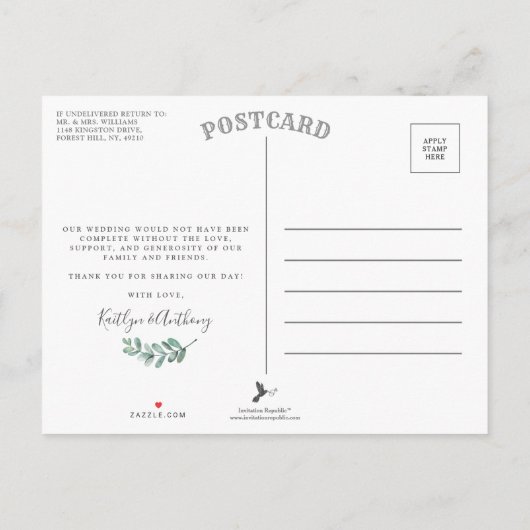 Eucalyptus Geometric Gold Foil Weddenschap Harteli Aankondigingskaart (Achterkant)