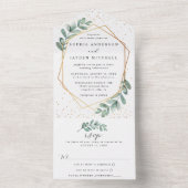 Eucalyptus Geometric Gold Foil Wedding All In One Uitnodiging (Binnen)