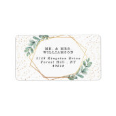 Eucalyptus Geometric Gold Foil Wedding Etiket (Voorkant)