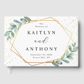 Eucalyptus Geometric Gold Foil Wedding Gastenboek (Voorkant)