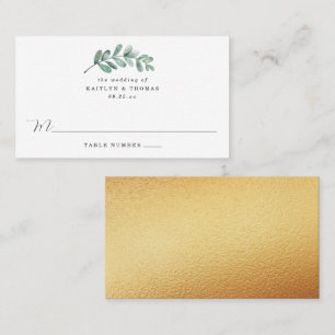 Eucalyptus Geometric Gold Foil Wedding Plaatskaartje