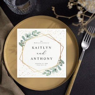 Eucalyptus Geometric Gold Foil Wedding Servet
