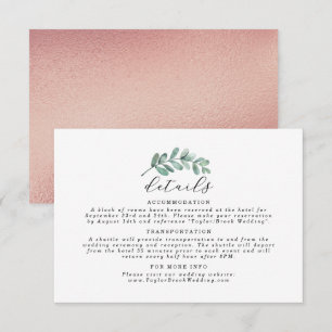 Eucalyptus Geometric Roos Gold Foil Weddenschap Informatiekaartje