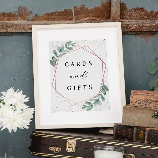 Eucalyptus Geometric Roos Gold Foil Weddenschap Poster