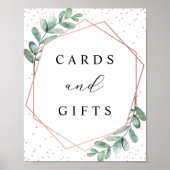 Eucalyptus Geometric Roos Gold Foil Weddenschap Poster (Voorkant)