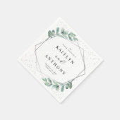 Eucalyptus Geometric Silver Foil Wedding Servet (Hoek)