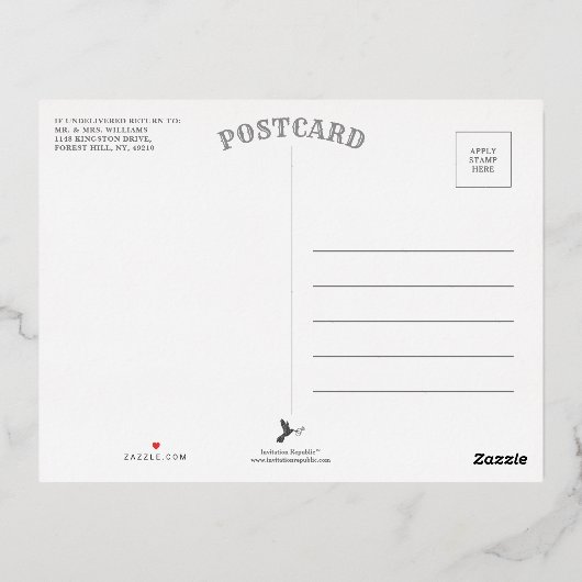 Eucalyptus Geometric sparen de Echte Datum Folie Uitnodiging Briefkaart (Achterkant)