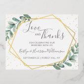 Eucalyptus Geometric Weddenschap Echt bedankt Folie Uitnodiging Briefkaart (Voorkant)