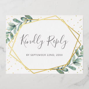 Eucalyptus Geometric Wedding RSVP Real Folie Uitnodiging Briefkaart