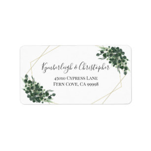Eucalyptus Geometric Wedding RSVP Return Address Etiket