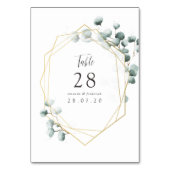 Eucalyptus Geometric Wedding Table Number Kaart (Achterkant)