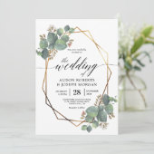 Eucalyptus geometrisch lijst bruiloft uitnodiging (Staand voorkant)