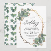 Eucalyptus geometrisch lijst bruiloft uitnodiging (Voorkant / Achterkant)
