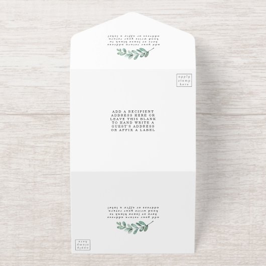 Eucalyptus geometrische bruiloft echte Folie geper All In One Uitnodiging (Buiten)