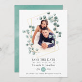 Eucalyptus geometrische foto bruiloft save the date (Voorkant / Achterkant)