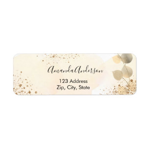 Eucalyptus glitter golden return address etiket