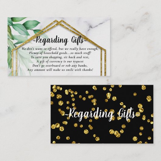 Eucalyptus Glitter Honeymoon Fund in plaats van Gi Informatiekaartje (Voorkant / Achterkant)