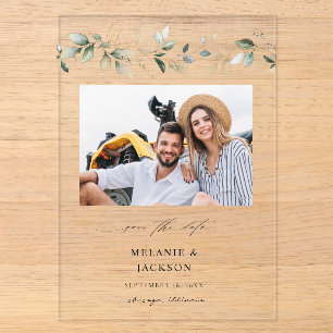Eucalyptus Glow Foto Save the Date 2 Acryl Uitnodigingen