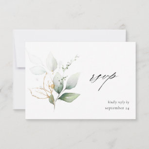 Eucalyptus Glow Gold Greenery 3 w Meal RSVP Card