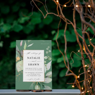 Eucalyptus Glow Gold Greenery Weddenschap Olive Gr Kaart
