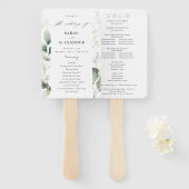 Eucalyptus Glow Gold Greenery Wedding Programme Handwaaier (Voorkant en achterkant)