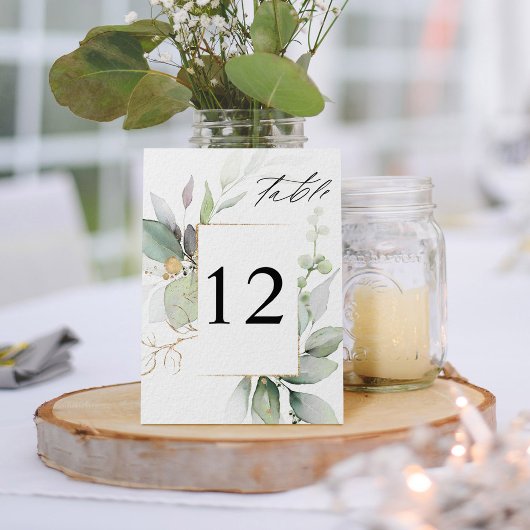 Eucalyptus Glow & Gold Numéro de table
