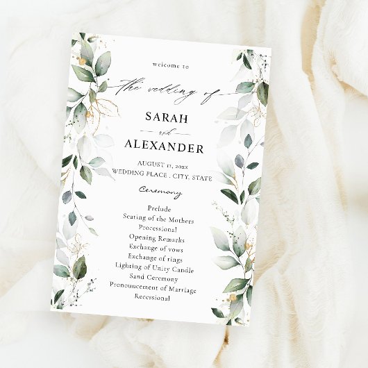 Eucalyptus Glow Gold Programme de mariage vert 2