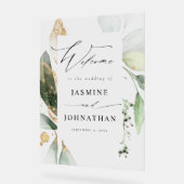 Eucalyptus Glow Goud Groen Bruiloft Welkom 3 Acryl Bord (Hoek)