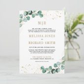 Eucalyptus Gold alles in één QR-code formeel huwel Kaart (Staand voorkant)