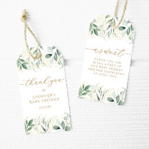 Eucalyptus Gold Baby shower Bedankt voor de tags