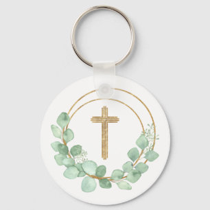 Eucalyptus Gold Cross Sleutelhanger