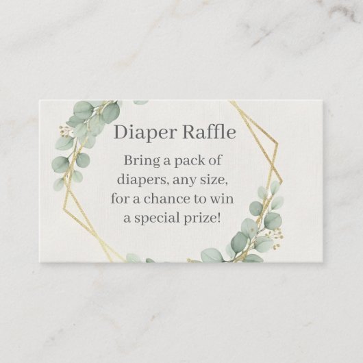 Eucalyptus Gold Diaper Raffle Insert Card | Boho Informatiekaartje (Voorkant)