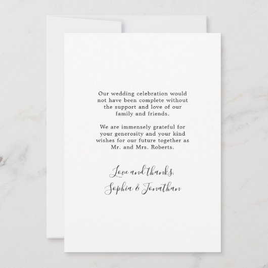 Eucalyptus Gold Elegant Script Photo Weddenschap Bedankkaart (Achterkant)