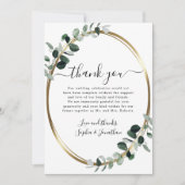 Eucalyptus Gold Elegant Script White Sage Weddensc Bedankkaart (Voorkant)