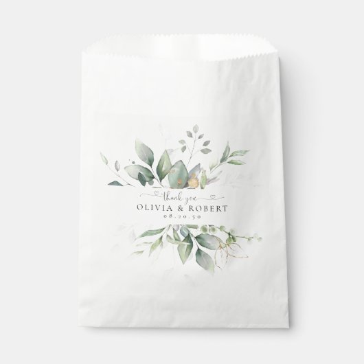 Eucalyptus Gold Floral Greenery Mariage Favor Sacs (Devant)