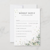 Eucalyptus Gold Floral Greenery Wedding Carte RSVP (Devant)