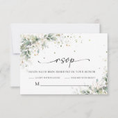 Eucalyptus Gold Floral Greenery Wedding Carte RSVP (Devant)