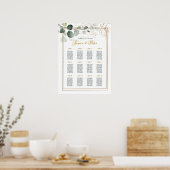 Eucalyptus Gold Floral Wedding Seating Chart Poster (Keuken)