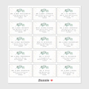 Eucalyptus Gold Foil Mariage Étiquettes de adresse