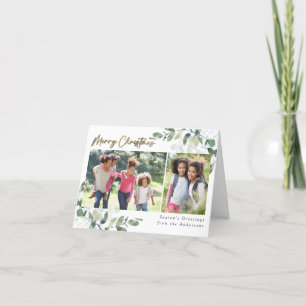 Eucalyptus Gold Foil Merry-kerstfoto's Feestdagen Kaart