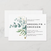 Eucalyptus Gold Foil Wedding Kaart (Voorkant / Achterkant)