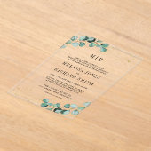 Eucalyptus Gold Formal Monogram Wedding Acryl Uitnodigingen (Laagn)