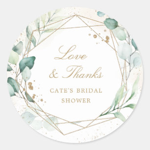 Eucalyptus Gold Geometric Rustige Vrijgezellenfees Ronde Sticker